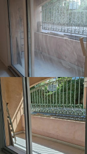 Photo de galerie - Un avant / après 
nettoyage de baies vitrée apres le passage de peinture fin de chantier 