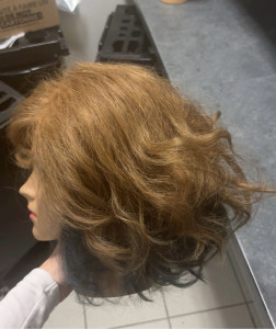 Photo de galerie - Réalisation d’une coupe,brushing reprise au fer 