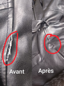 Photo de galerie - Réparation manteau similicuir 
