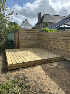 Photo de galerie - Réalisation bardage bois + terrasse 