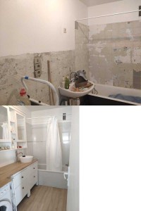 Photo de galerie - Installation d'une salle de bain  (avant/après).