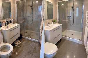 Photo de galerie -  Adieu les traces et le calcaire ! Une salle de bain qui retrouve tout son éclat. — NB Nettoyage 31