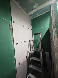 Photo de galerie - Pose de carrelage grand format dans une douche 