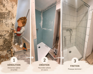 Photo de galerie - Réalisation d'une salle d'eau complète suite à un dégât des eaux