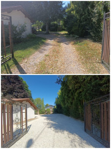 Photo de galerie - Pose de bordure, décaissement et empierrement d une cour