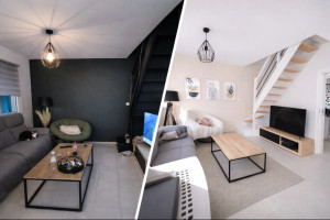 Photo de galerie - Voici les photos d’un chantier avant après avec ponçage de l’escalier, récupération des marches en bois, je vous laisse admirer  le changement