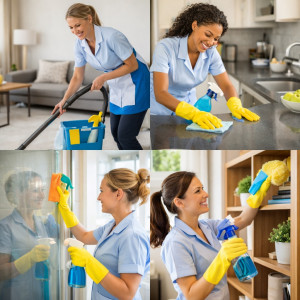 Photo de galerie - Cette image montre la réalisation du ménage dans le calme, bonne condition et avec le sourire 