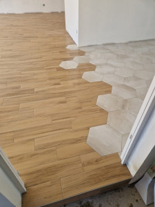 Photo de galerie - Pose de carrelage hexagonal 