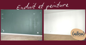 Photo de galerie - Enduit et peinture, le mur vert est redevenu blanc.