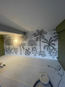 Photo de galerie - Pose du papier pain peintures au plafond et murs 