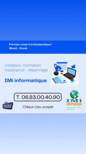 Photo de galerie - Cours d'informatique Seniors 
Formation informatique pour le particulier 
Assistance informatique à domicile 
Formation Bureautique 
Aide à la gestion de site web