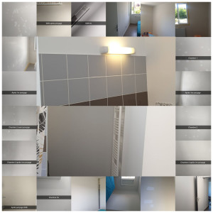 Photo de galerie - Voilà quelques photos de notre chantier  terminer en quelques jours 
nous avons refait 3 chambres , 1 SDB et 1 wc
ponçage des murs , rebouchage et peinture 