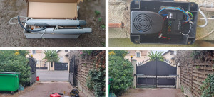Photo de galerie - Intervention de remplacement complet du kit de motorisation sur portail battant à 2 vantaux (dépose de l'ancienne installation, pose d'un kit n