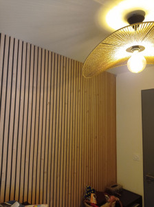 Photo de galerie - Montage de lames décoratives sur mur d'entrée 