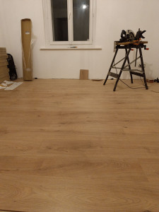 Photo de galerie - Pose parquet et peinture murale 