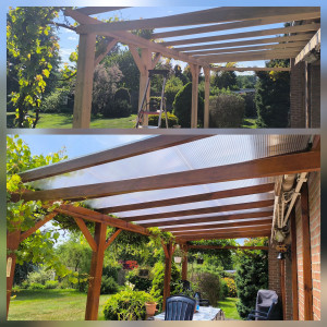 Photo de galerie - Pergola poncé avec 2 couches, égrenage, 1 couche de finition. superbe coins détente pour des clients satisfaits ??