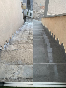 Photo de galerie - Revêtement d’un escalier en béton.