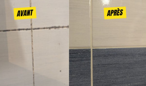 Photo de galerie - Nettoyage d'une douche avec les joins très sales . 