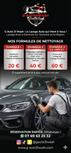 Photo de galerie - Bonjour voici mon flyers avec mes tarifs mes contact et mon site internet au plaisir de laver vos vehicules