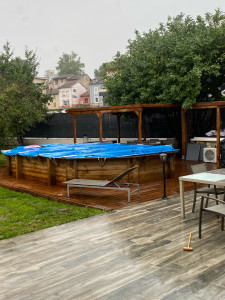 Photo de galerie - Création terrasse piloti , piscine semi enterré et patio