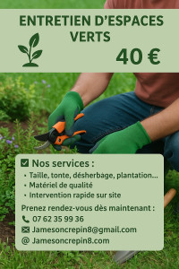 Photo de galerie - Prix variables selon la superficie du terrain, l’état de la végétation et le type de prestation demandée (tonte, débroussaillage, taille, entretien complet, etc.). N’hésitez pas à me contacter pour un devis rapide et adapté à vos besoins !