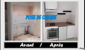 Photo de galerie - Pose petite cuisine + peinture carrelage