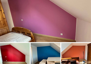 Photo de galerie - Chaque chambre a été personnalisée avec une couleur forte, choisie avec soin pour refléter la personnalité de ses occupants :  ❤️ Rouge profond ? Violet framboise ? Bleu pétrole ? Terracotta chaleureux