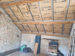 Photo de galerie - Faux plafond sous rampant ossature et isolation