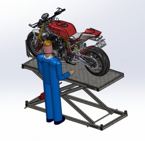 Photo de galerie - Banc de levage moto crée sur SolidWorks