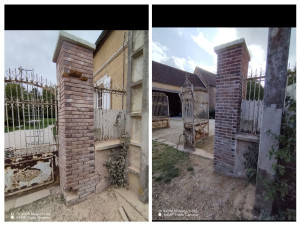 Photo de galerie - Remise en état 2 piliers en brique. 
Refaire les joints à la chaux et application de l'huile de lin. 