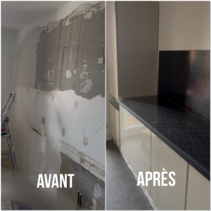 Photo de galerie - Peinture et montage de cuisine sur mesure 