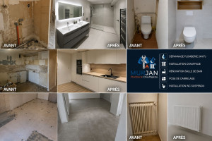 Photo de galerie - Rénovation complète avant / après : plomberie, chauffage, salle de bain et carrelage.

