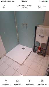 Photo de galerie - Pose receveur et wc suspendu 