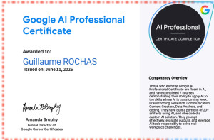 Photo de galerie - Aperçu des compétences

Les personnes qui obtiennent la certification professionnelle Google en intelligence artificielle maîtrisent l'IA et ont suivi sept cours démontrant leur capacité à appliquer l'IA aux domaines où elle transforme le travail.