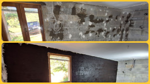 Photo de galerie - Imperméabilisation du mur de l'intérieur en raison de l'impossibilité de le faire de l'extérieur 