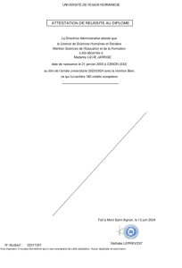 Photo de galerie - Attestation de réussite de mon diplôme en sciences de l’éducation , justifiant mes compétences dans l’accompagnement scolaire et l’enseignement 