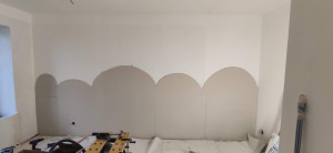 Photo de galerie - Rénovation de la chambre de ma fille. Création d'une décoration (nuage) avec du placo fermacell. 