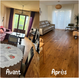 Photo de galerie - Pose de parquet massif dans un séjour 