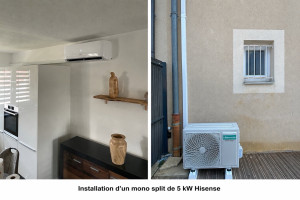 Photo de galerie - Installation d’un mono-split Hisense 5 kW avec mise en service complète.
