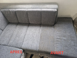 Photo de galerie - Photo Avant/Apres nettoyage injection extraction canapé 