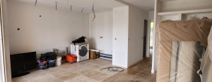 Photo de galerie - Modification complète de cuisine avec création de faux plafond et pose de carrelage 