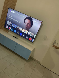 Photo de galerie - Installation panneau (tasseau ) + meuble TV 