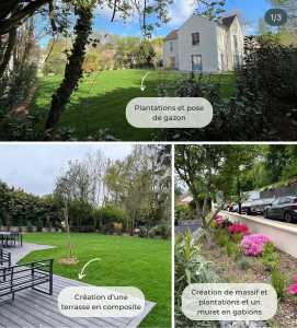 Photo de galerie - Transformation clé en main d'un terrain ! Nos équipes ont conçu un jardin esthétique, fonctionnel et durable en associant terrasse, gazon, plantations et aménagements paysagers afin d'offrir un cadre de vie agréable et valorisé.