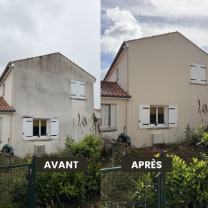 Photo de galerie - Avant / Après nettoyage de façade.