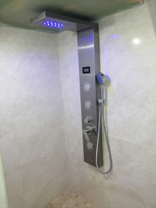 Photo de galerie - Carrelage + pose de colonne de douche 