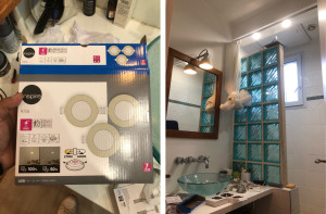 Photo de galerie - Installation de spots dans la salle de bains.