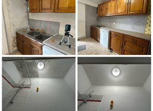 Photo de galerie - Pose dalle crédence mur et rénovation plafond