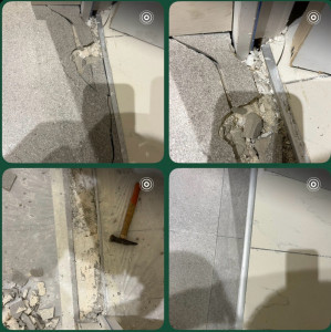 Photo de galerie - Remplacement de carreaux cassés, reprise des joints et ragréage. Finition propre et soignée. 