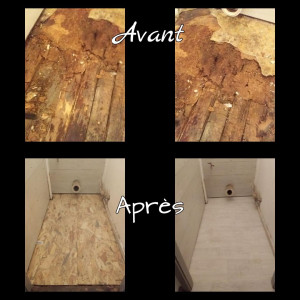 Photo de galerie - Avant /Après de la pose d'un parquet. 