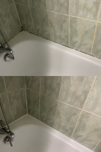 Photo de galerie - AVANT/APRÈS remplacement de joint de salle de bain chez F.